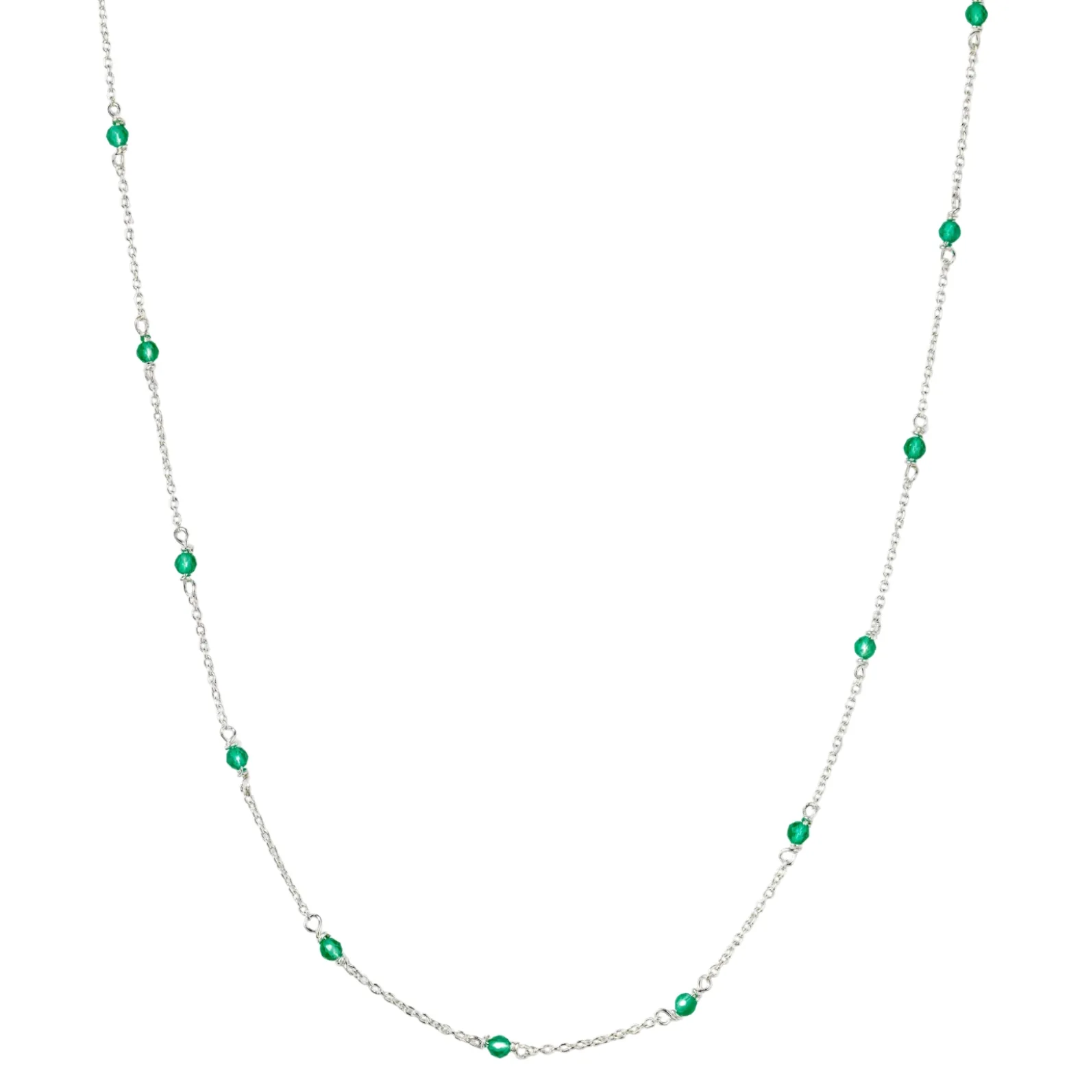 Halsband Santa Monica 42cm Grön Silver