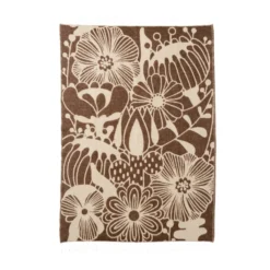 Pläd Blomranka brown/beige, 100% eko lammull