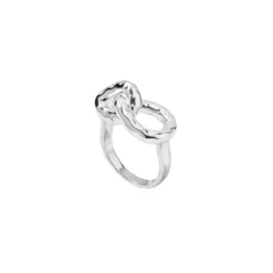 Ring Bolded Hammered Links Silver
