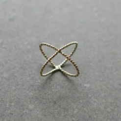 Ring Korsad snurr silver/mässing